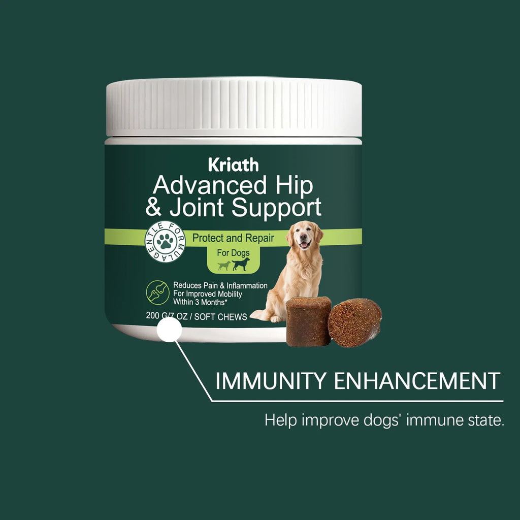 Kriath Dog Joint Chews Hip Joint Health Support Cartilage Reduce Pain Inflammation Improve Mobility Wellness Boost Body Defense